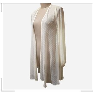 Thread & Clover Sheer Ivory Swiss Dot Duster Cardigan. Sz XS.